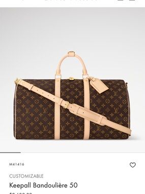 Louis Vuitton Monogram Keepall Bandoulière 50 in Brown and Natural Vachetta